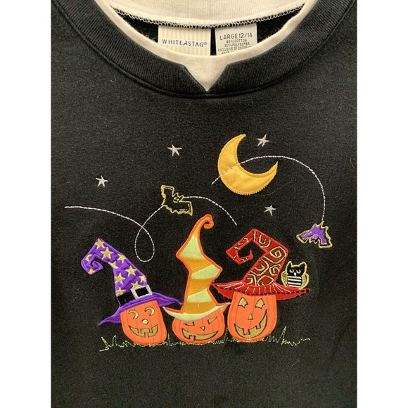 White Stag Halloween‎ 90s Vintage Sweatshirt Jack O' Lanterns Size Large 12/14 - Picture 2 of 9